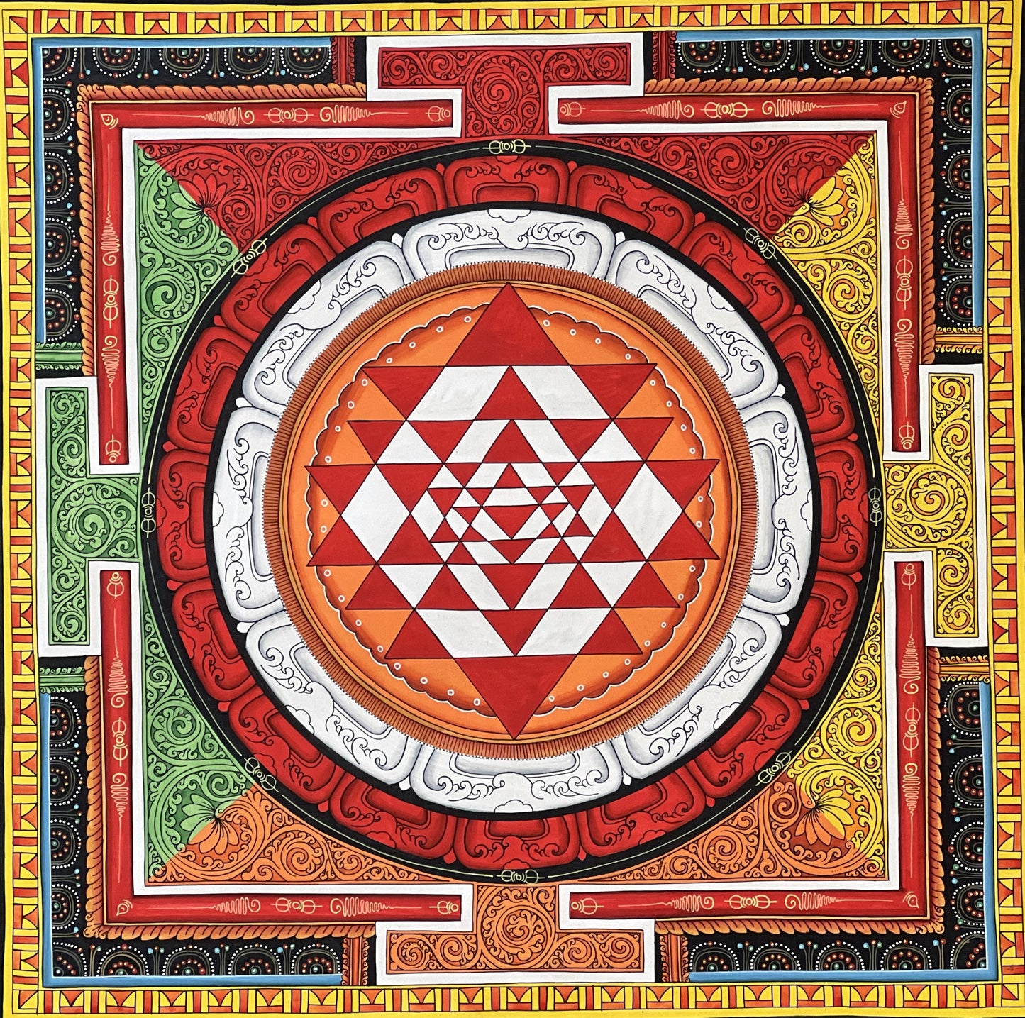 Original Hand-painted Sri Yantra/ Sriyantra/ Shri Yantra/Shri Chakra Thangka Painting/ Divine Newari Creation/ PAUVA Art