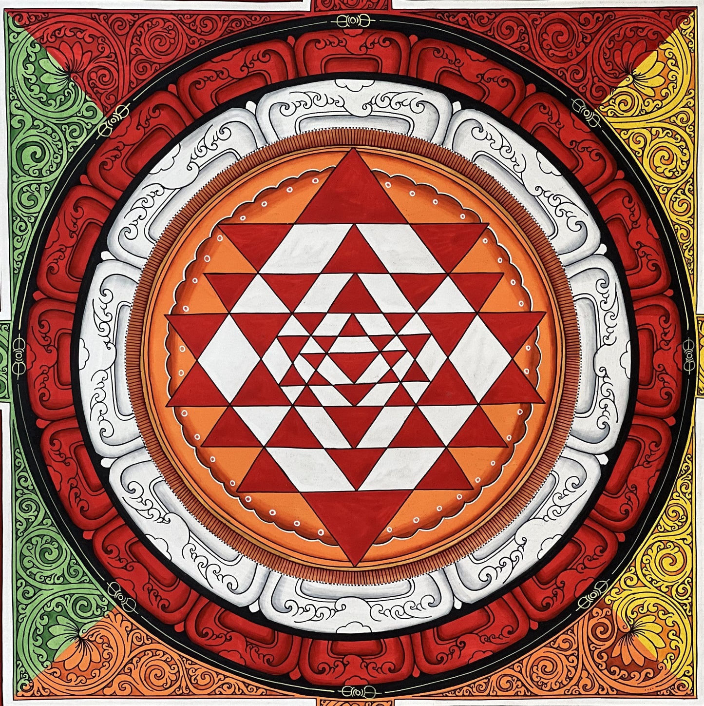 Original Hand-painted Sri Yantra/ Sriyantra/ Shri Yantra/Shri Chakra Thangka Painting/ Divine Newari Creation/ PAUVA Art