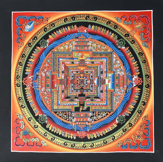 Original Hand-painted Master Quality Gold Kalachakra Mandala/ Wheel of Time Tibetan Thangka Painting