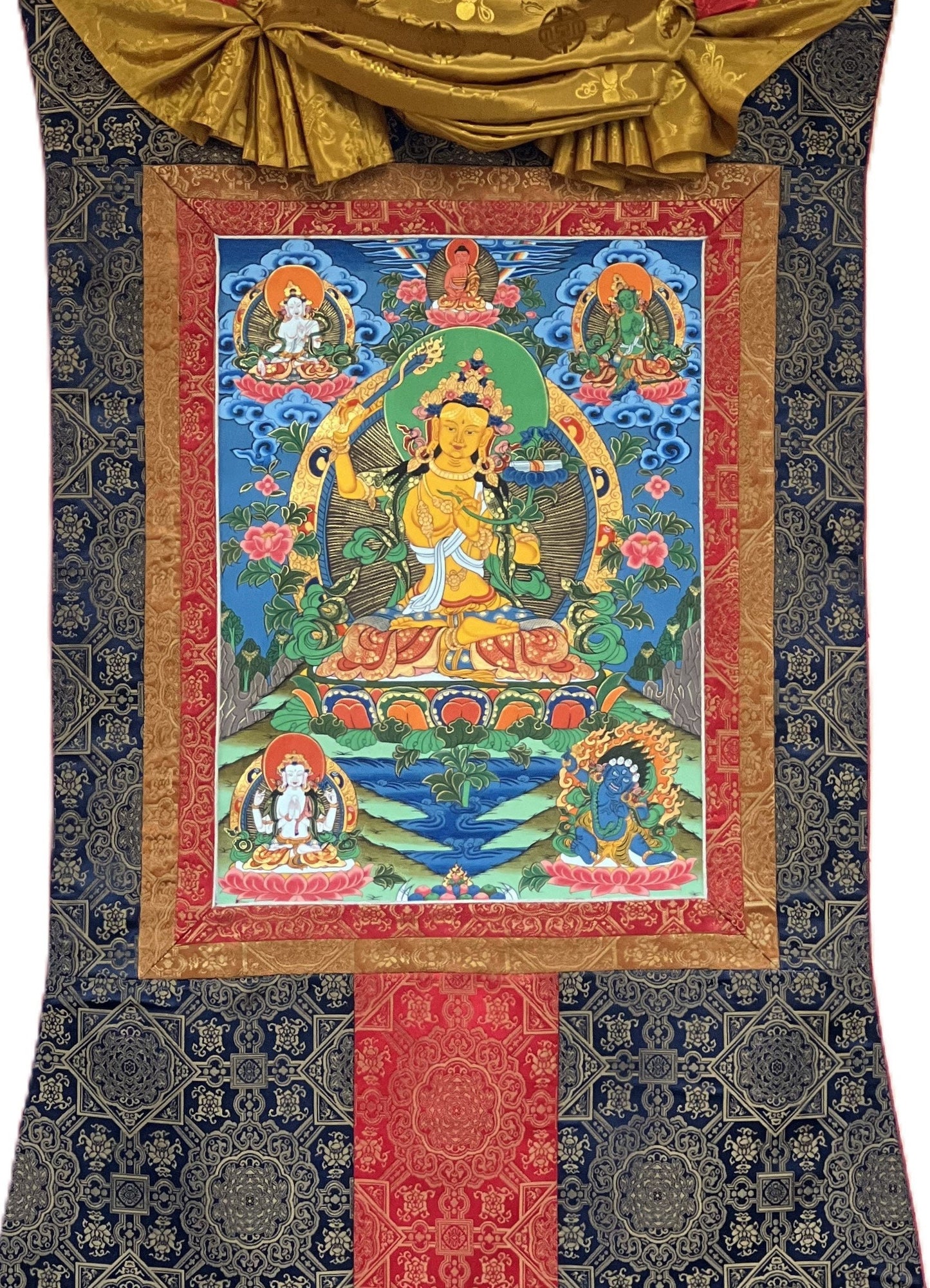 Original Hand-painted Manjusri/ Manjushri/ Manjushree/ Wisdom Bodhisattva Masterpiece Tibetan Thangka Painting