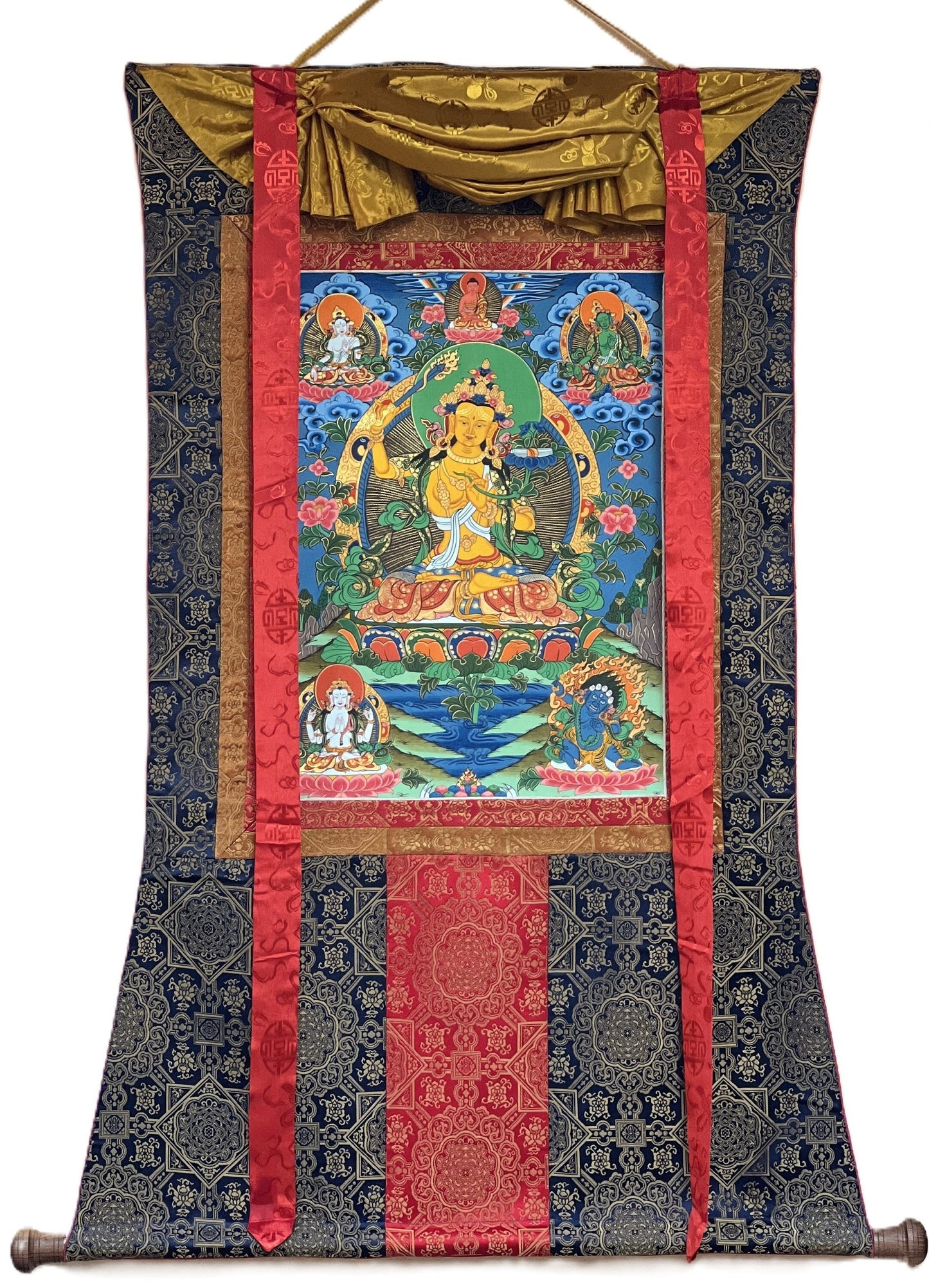 Original Hand-painted Manjusri/ Manjushri/ Manjushree/ Wisdom Bodhisattva Masterpiece Tibetan Thangka Painting