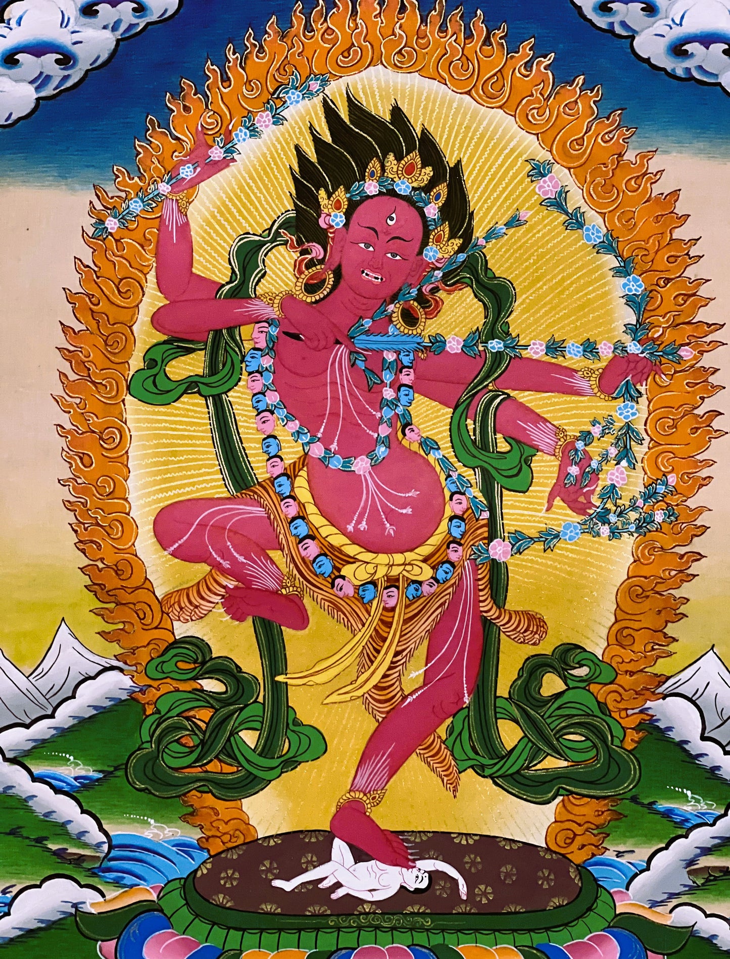 Original Hand-Painted Kurukulla/Kurukulle Tibetan Thangka Painting Compassion Meditation Art From Nepal