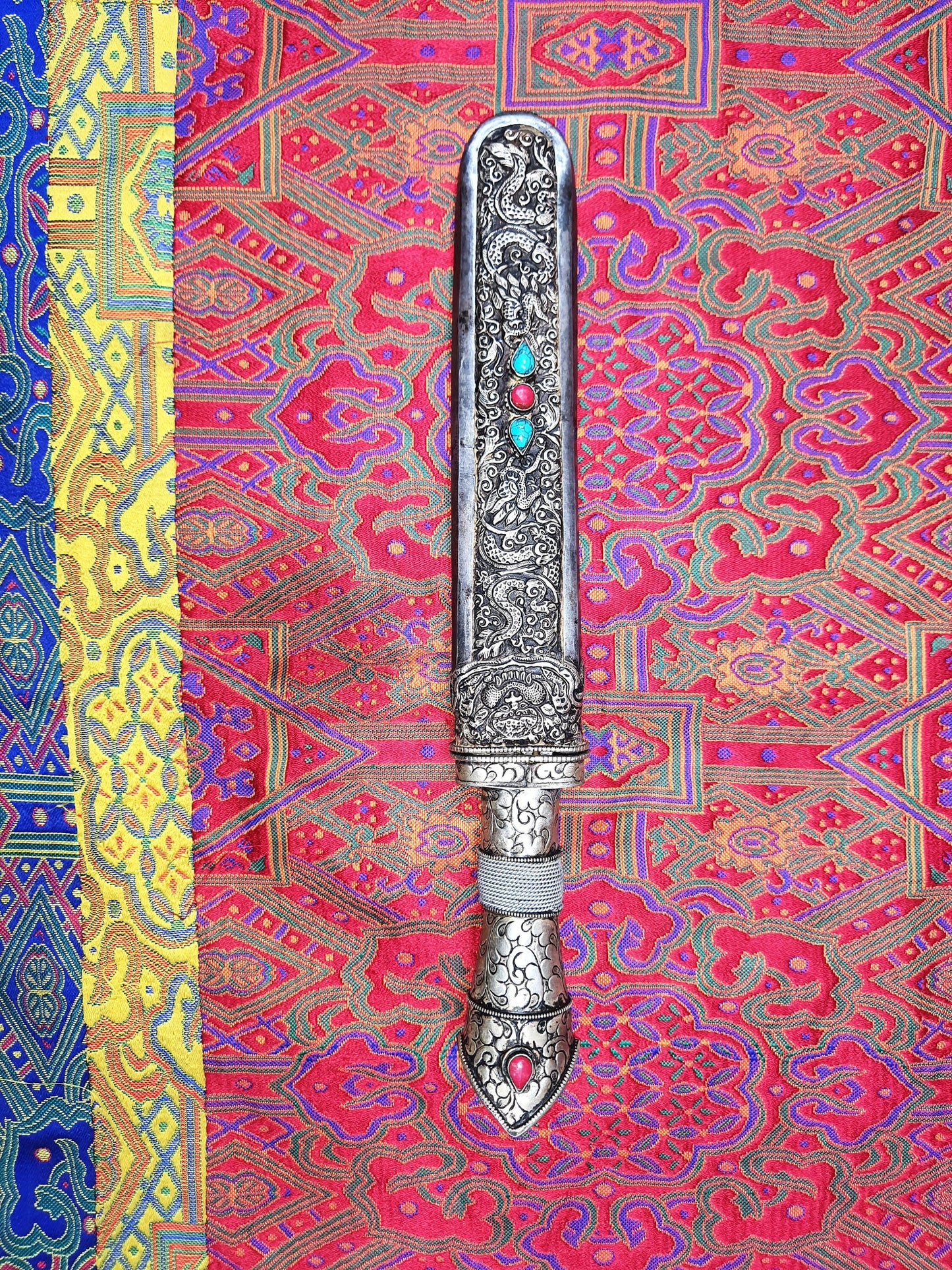 Exquisite Hand-Carved Tibetan Decor Paper Knife/ Ceremonial Blade Crafted in Nepal/ Souvenir of Tradition and Craftsmanship