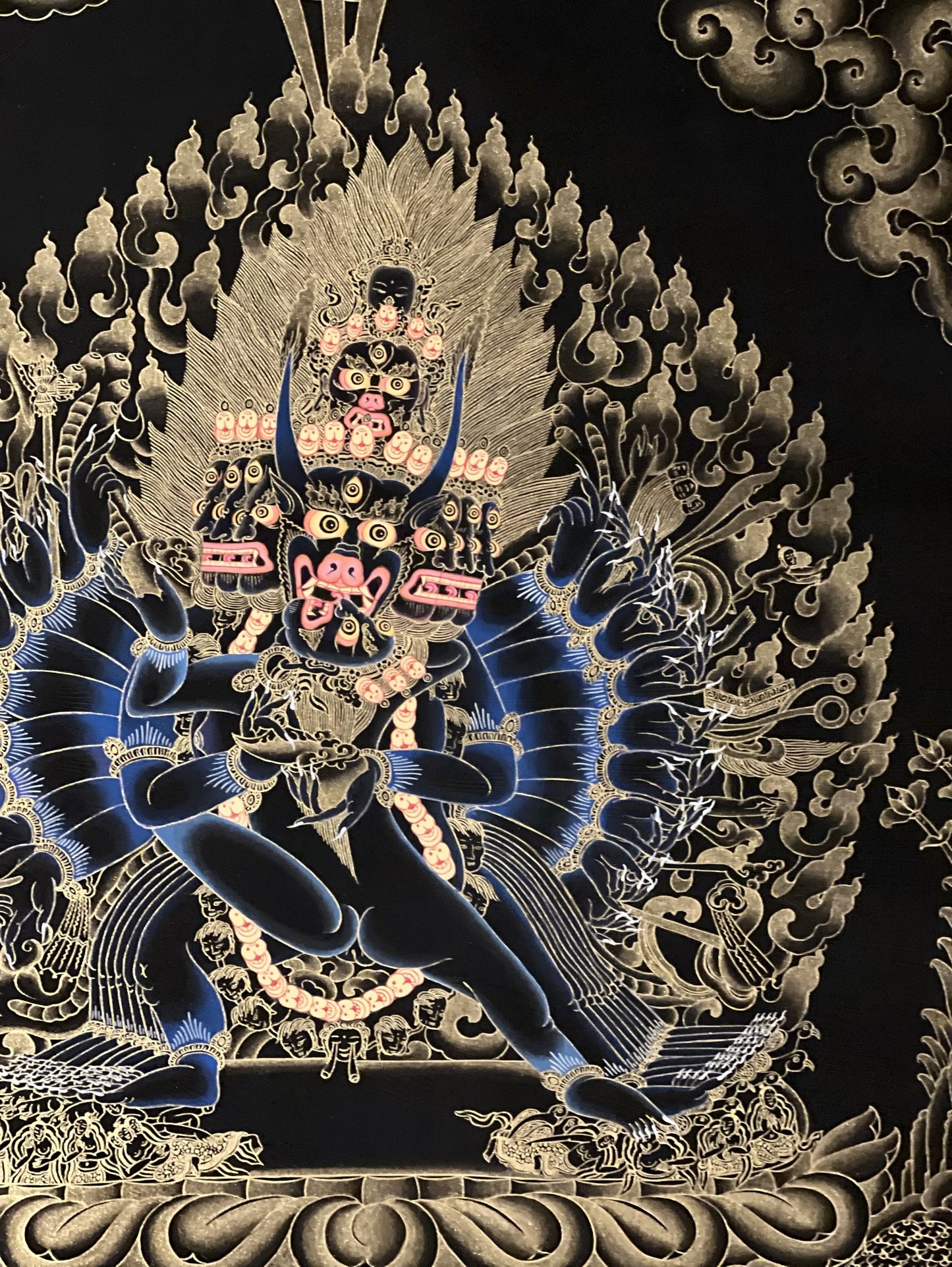 Yamantaka with Shakti Original Master Quality Tibetan Thangka/ Thanka Painting Wall Hanging Compassion Meditation Art