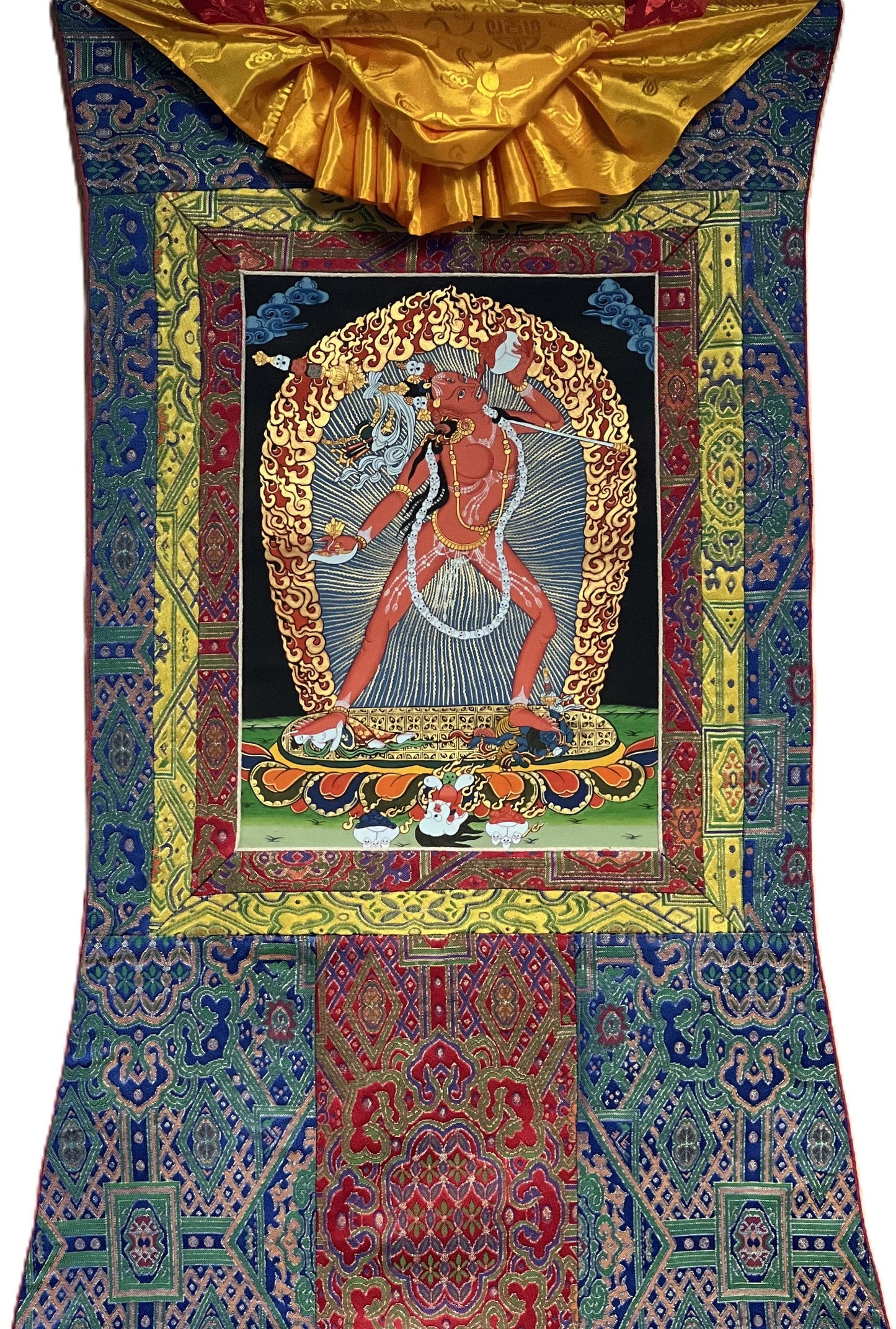 Original Hand -Painted Vajrayogini/ Female Buddha Wisdom Compassion Master Quality Tibetan Thangka Painting with Premium Silk Brocade