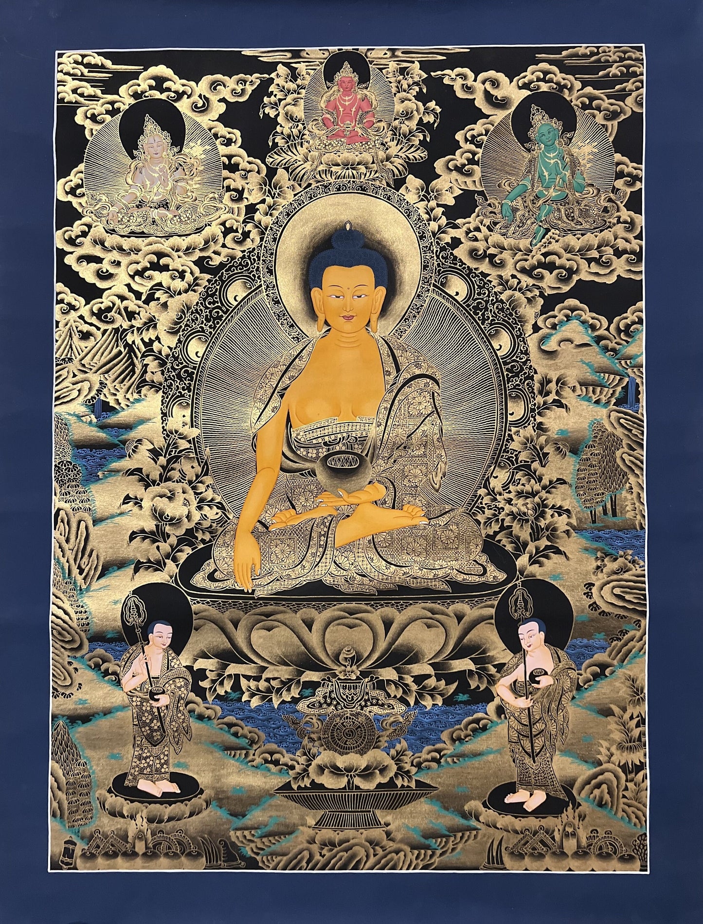 Original Hand-painted Shakyamuni Buddha/ Siddhartha Gautama High-Quality Masterpiece Large Tibetan Thangka Painting