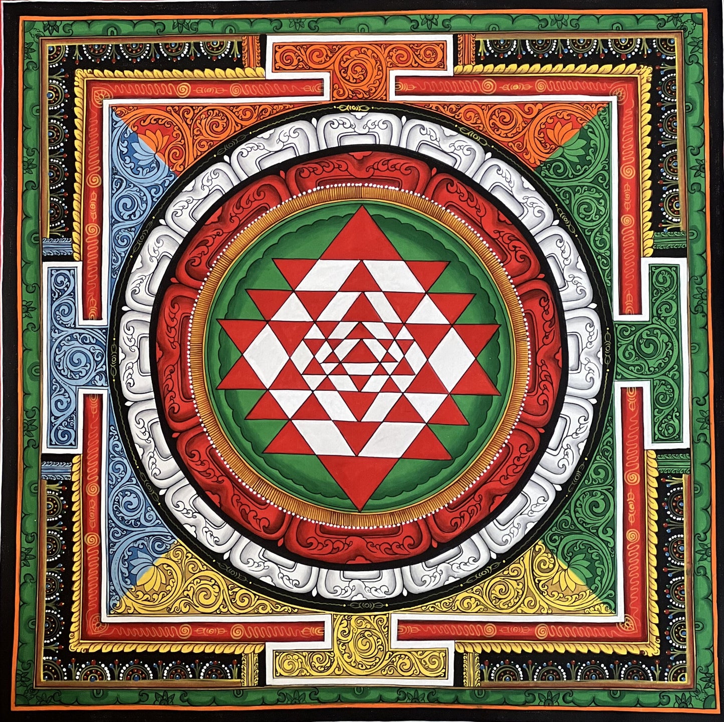 Original Hand-painted Sri Yantra/ Sriyantra/ Shri Yantra Thangka Painting/ Divine Newari Creation/ PAUVA Art