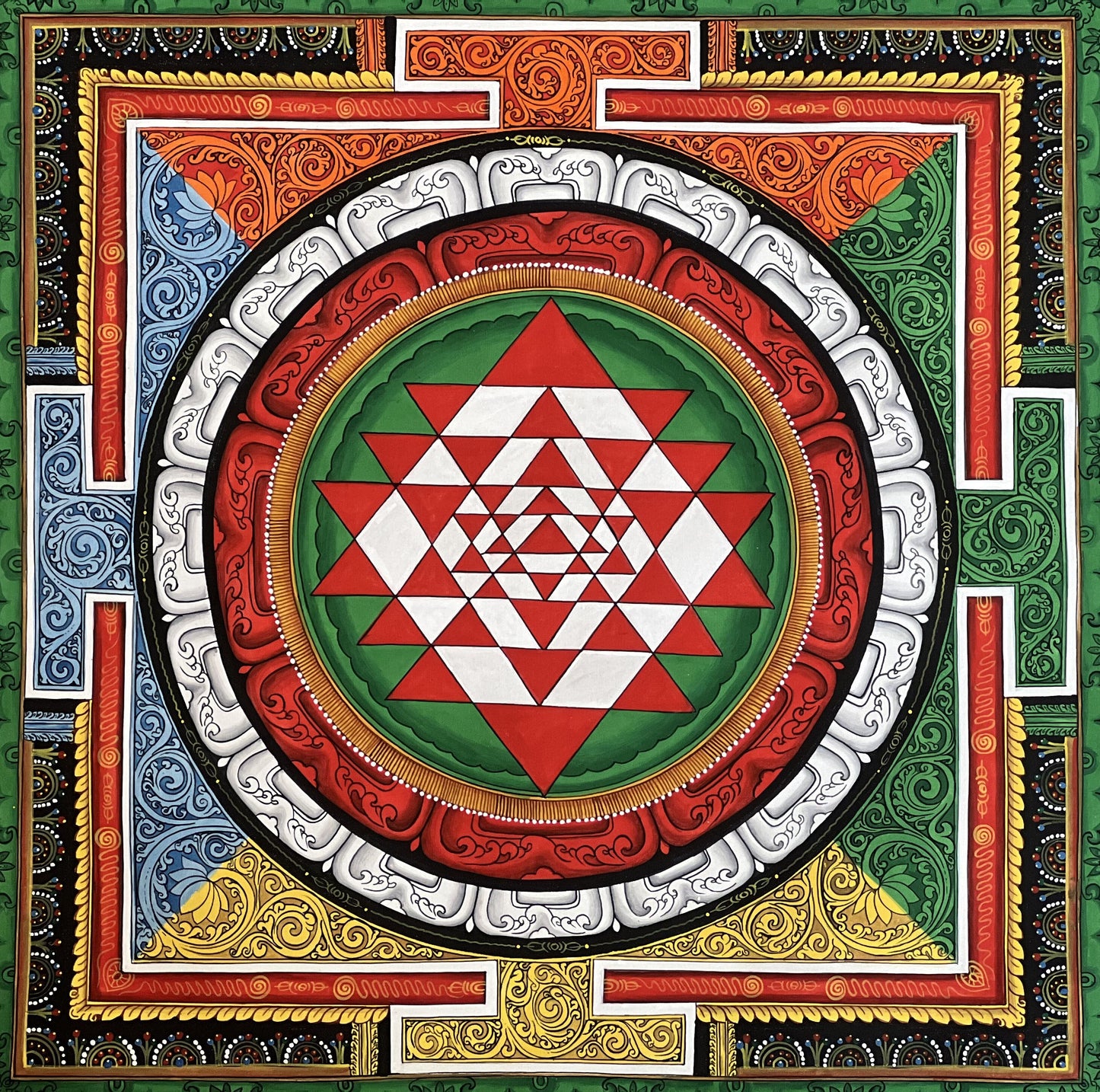 Original Hand-painted Sri Yantra/ Sriyantra/ Shri Yantra Thangka Painting/ Divine Newari Creation/ PAUVA Art