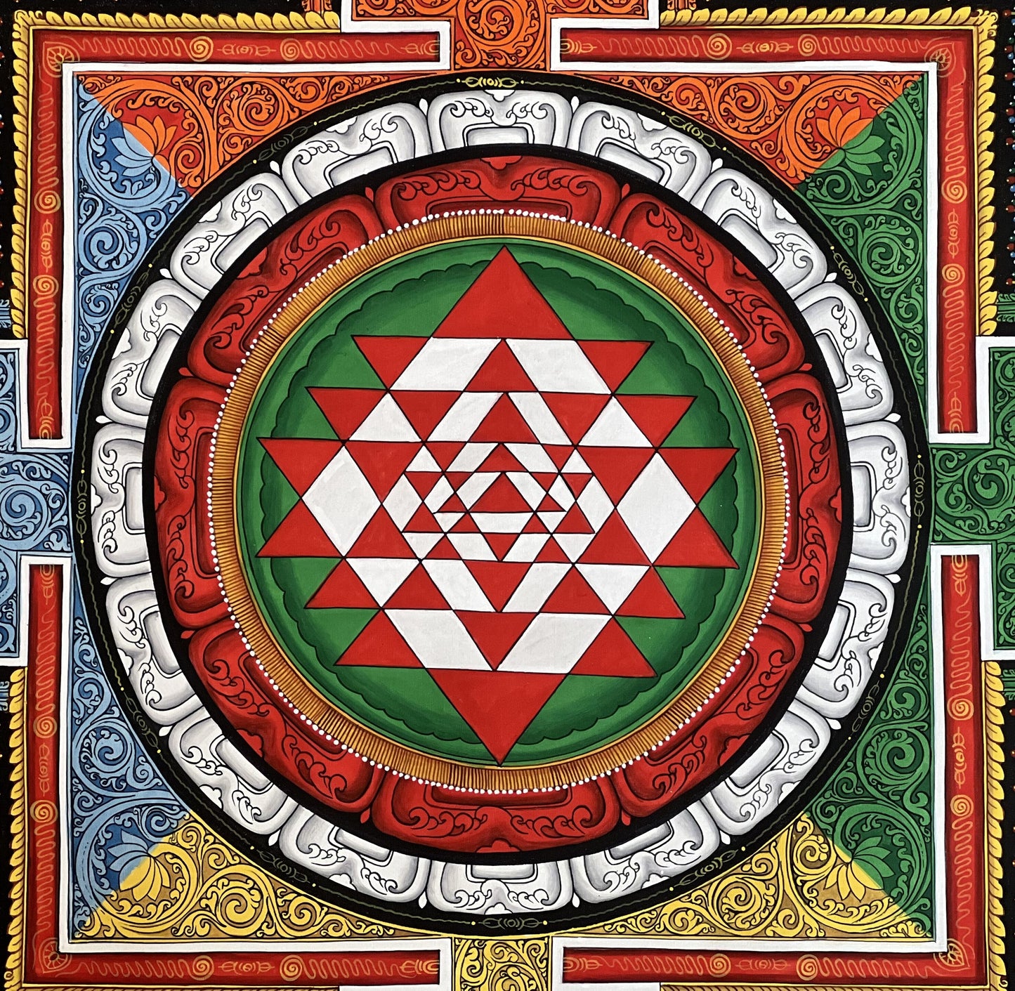 Original Hand-painted Sri Yantra/ Sriyantra/ Shri Yantra Thangka Painting/ Divine Newari Creation/ PAUVA Art