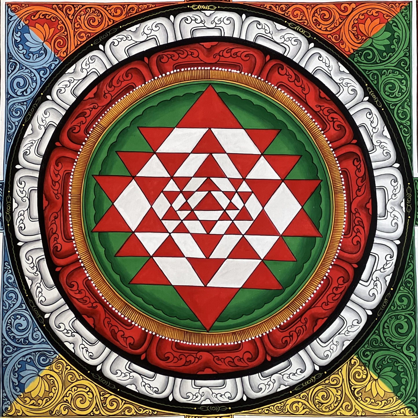 Original Hand-painted Sri Yantra/ Sriyantra/ Shri Yantra Thangka Painting/ Divine Newari Creation/ PAUVA Art