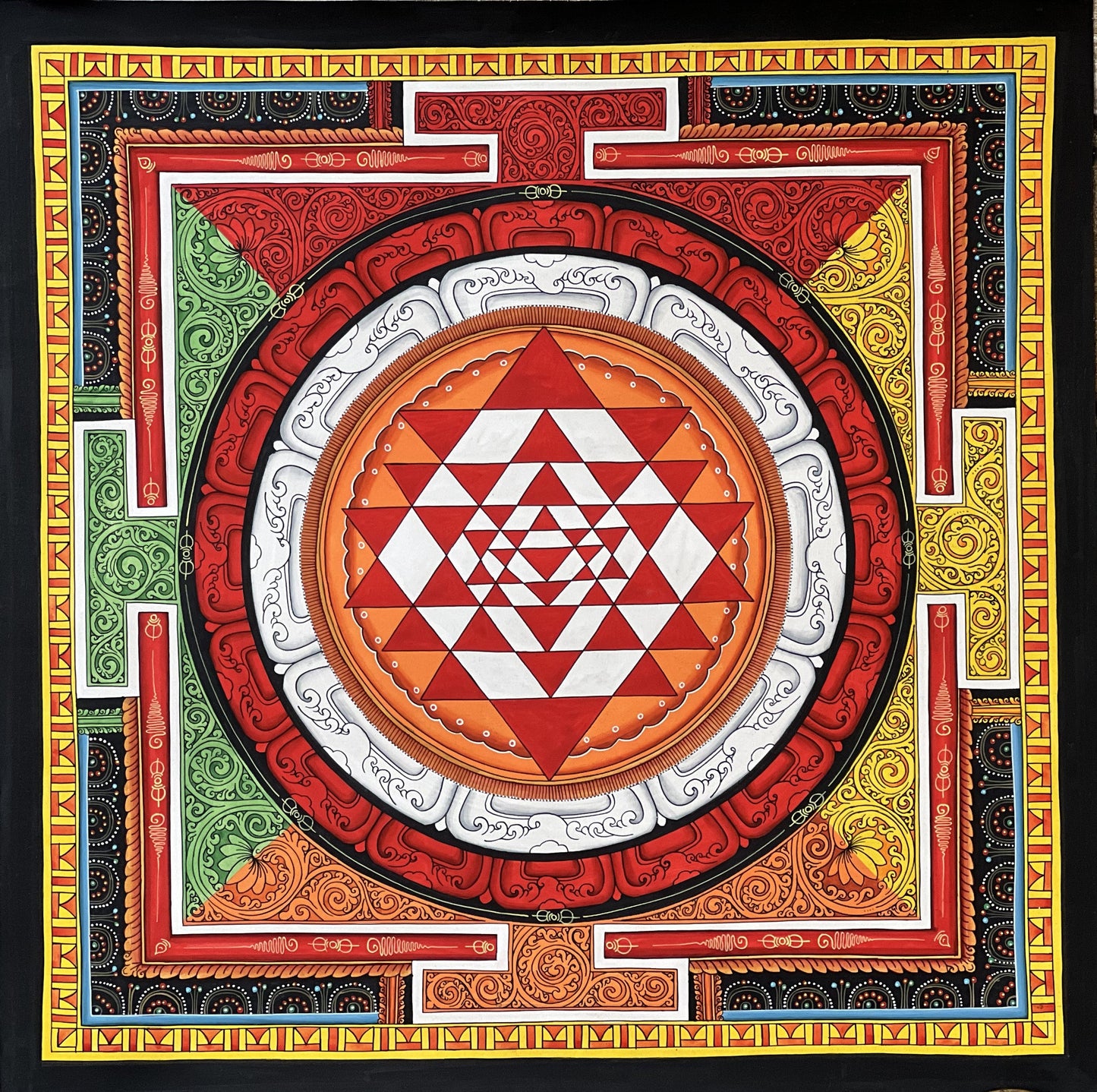 Original Hand-painted Sri Yantra/ Sriyantra/ Shri Yantra/Shri Chakra Thangka Painting/ Divine Newari Creation/ PAUVA Art