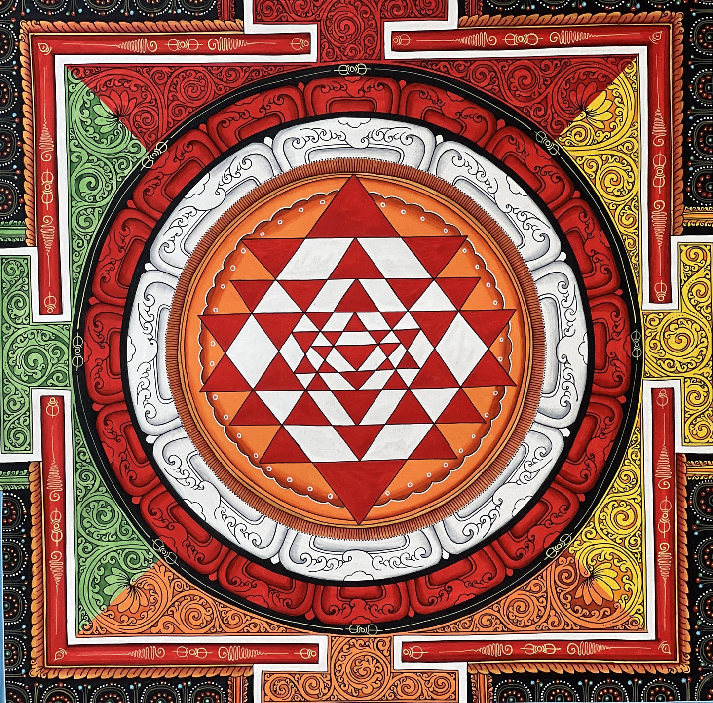 Original Hand-painted Sri Yantra/ Sriyantra/ Shri Yantra/Shri Chakra Thangka Painting/ Divine Newari Creation/ PAUVA Art