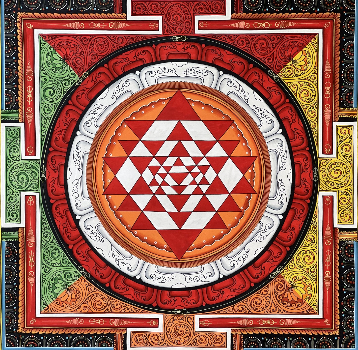 Original Hand-painted Sri Yantra/ Sriyantra/ Shri Yantra/Shri Chakra Thangka Painting/ Divine Newari Creation/ PAUVA Art