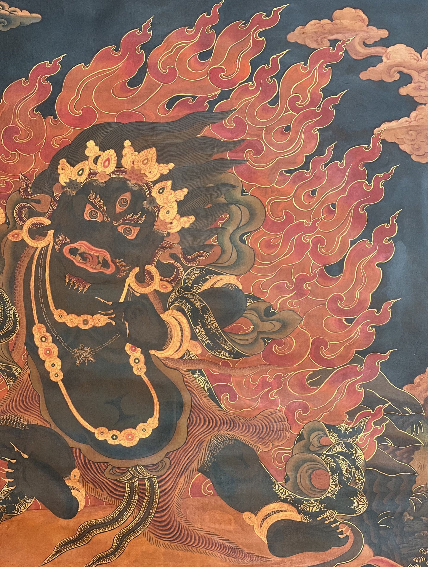 Vajrapani High-Quality Masterpiece Oil-Varnished Old Tibetan Thangka Painting / Compassion Meditation Art From Nepal