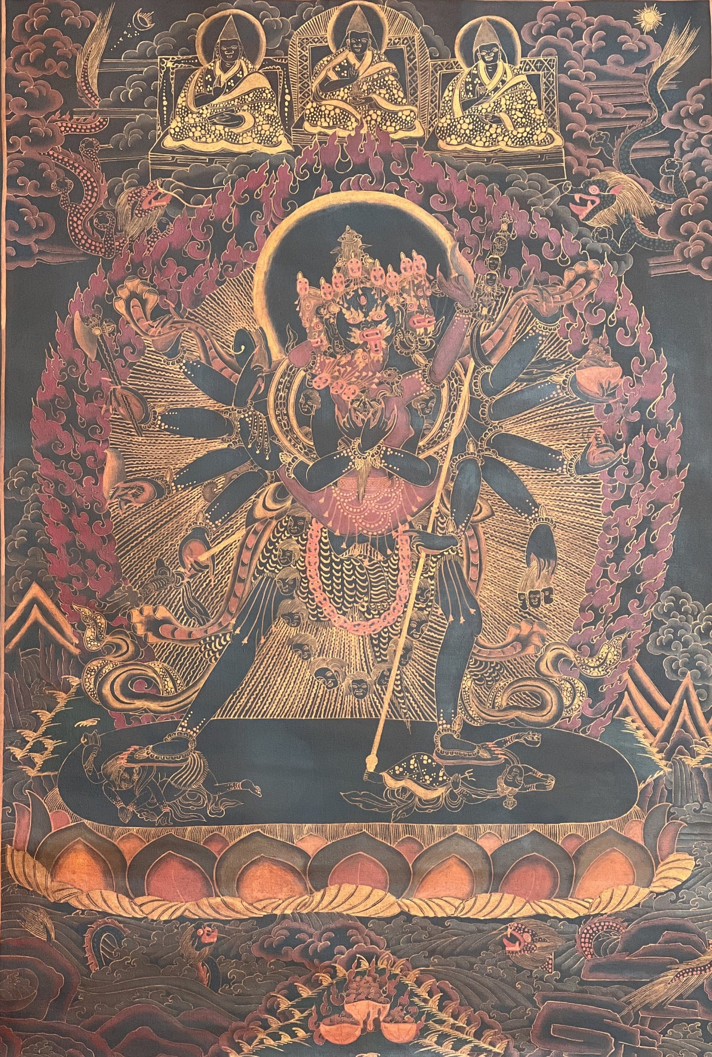 Buddha Kalachakra with Kalacakri/Visvamata in Divine Union Oil-Varnished Original Masterpiece Tibetan Thangka Painting/ Kalacakra Tantra Art