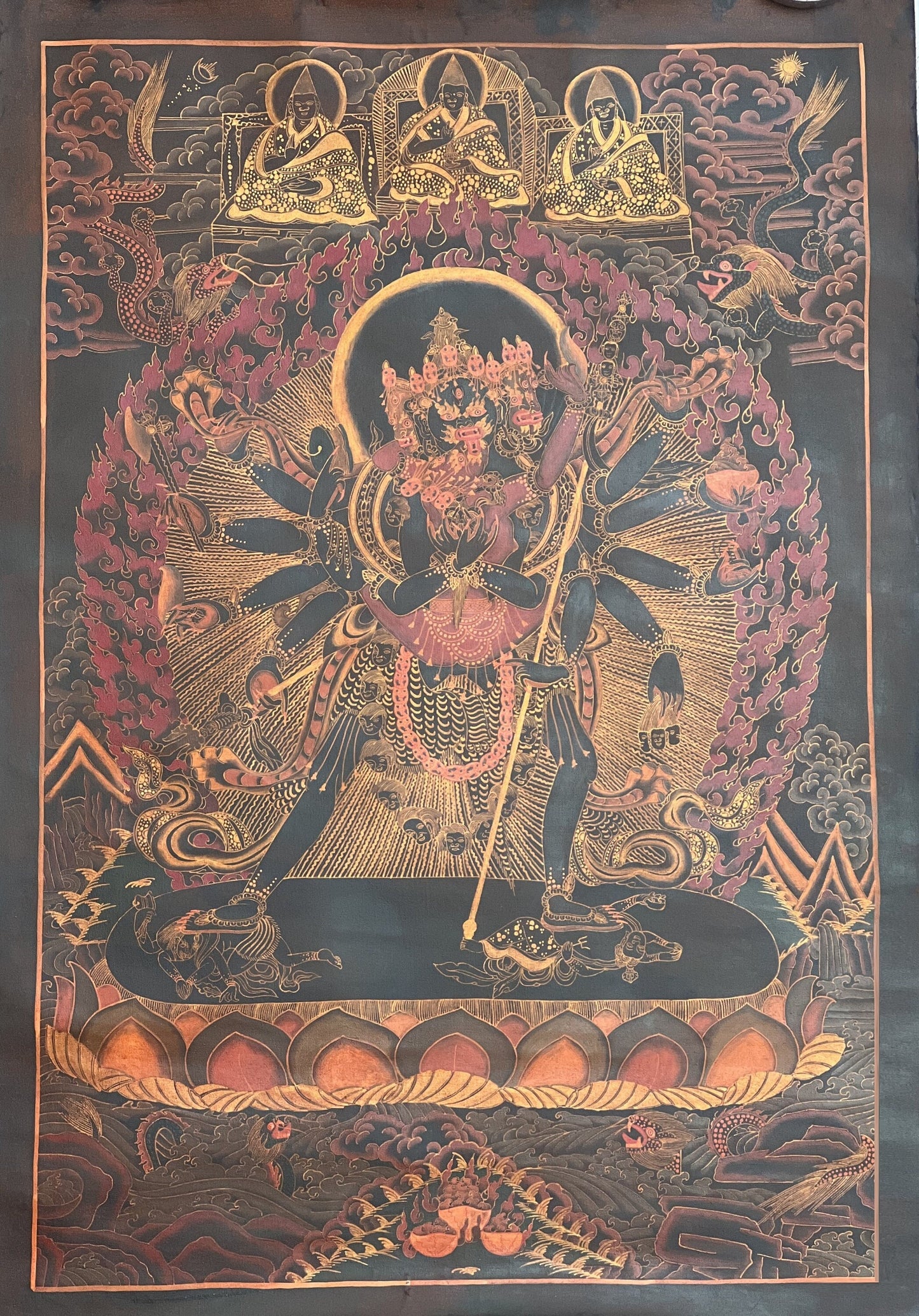 Buddha Kalachakra with Kalacakri/Visvamata in Divine Union Oil-Varnished Original Masterpiece Tibetan Thangka Painting/ Kalacakra Tantra Art