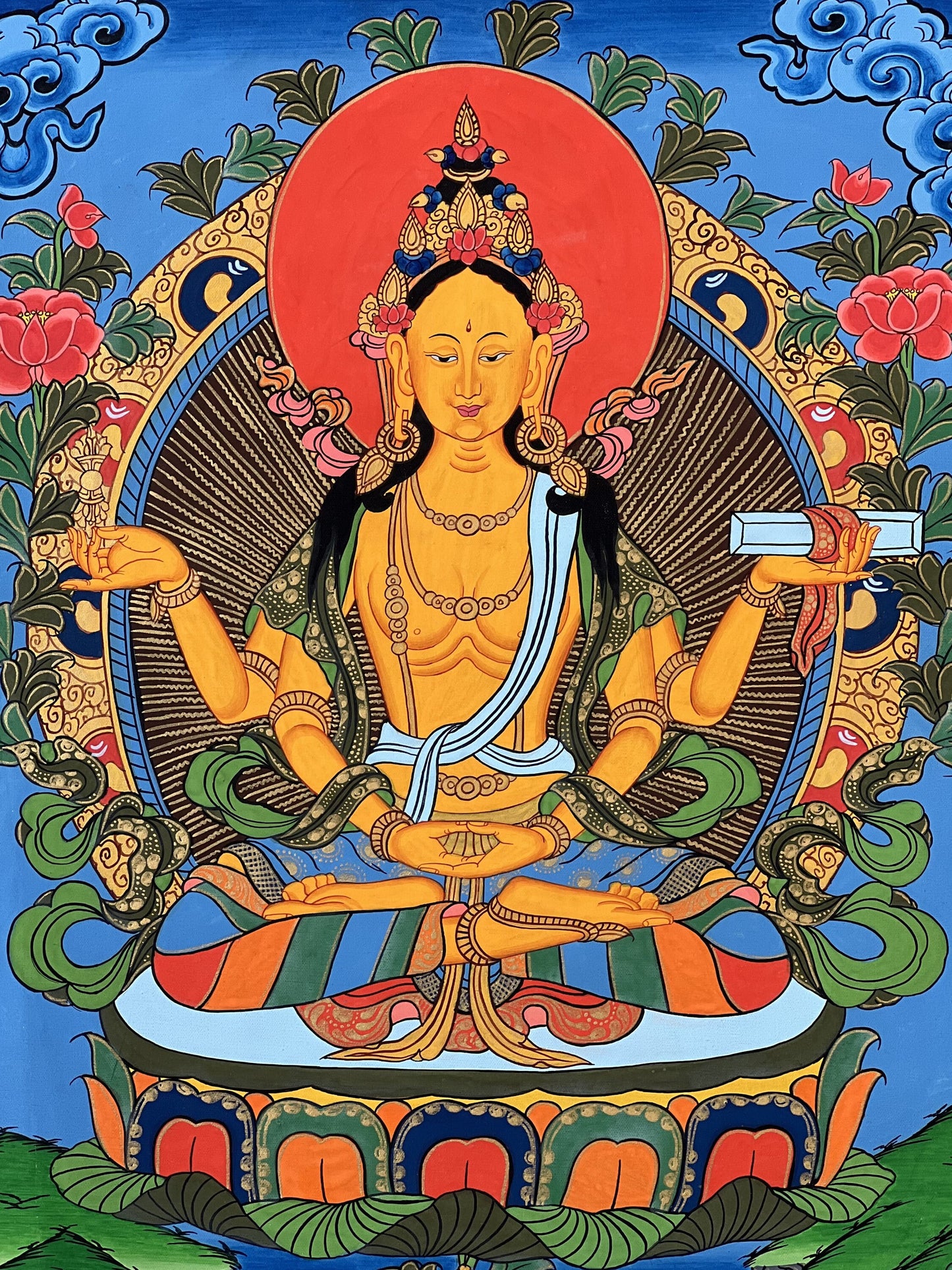 Original Hand-painted Prajnaparamita Mother of All Buddha Master Quality Tibetan, Meditation, Thangka/Thanka Painting from Nepal