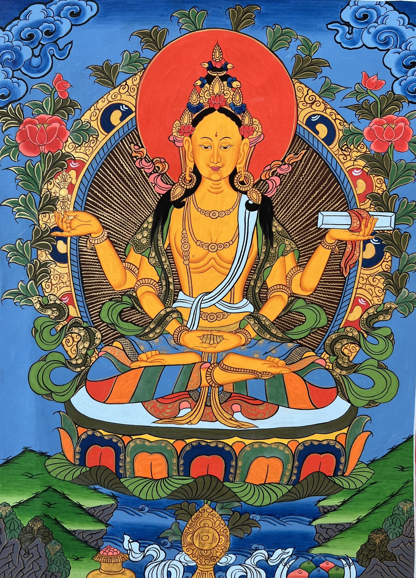 Original Hand-painted Prajnaparamita Mother of All Buddha Master Quality Tibetan, Meditation, Thangka/Thanka Painting from Nepal