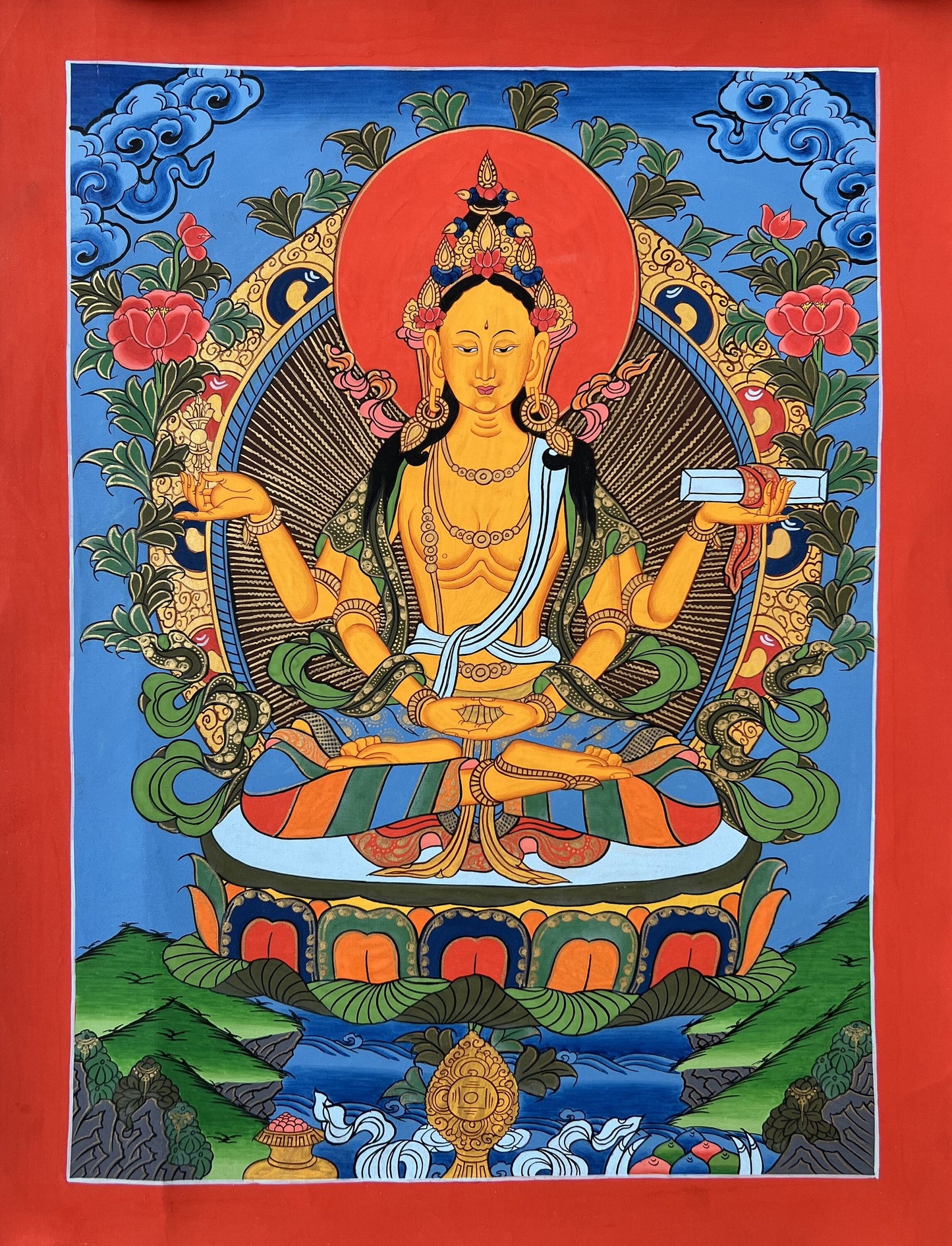 Original Hand-painted Prajnaparamita Mother of All Buddha Master Quality Tibetan, Meditation, Thangka/Thanka Painting from Nepal