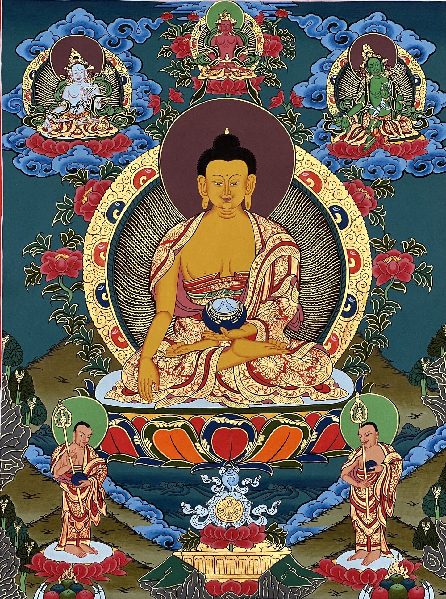 Original Hand-painted Shakyamuni/Gautama Buddha Master quality Tibetan Thangka Painting/Compassion Meditation Art