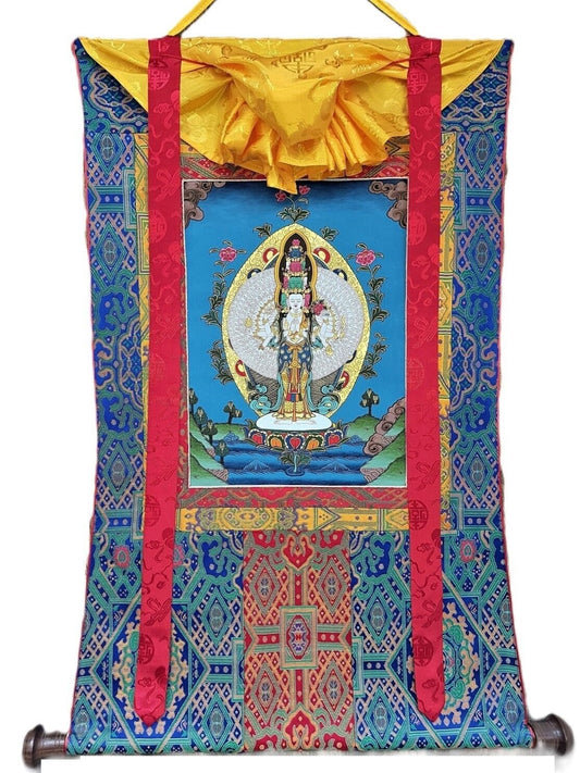 Original Hand Painted 1000 Armed Sahastrabhuja AVALOKITESHVARA /Lokeshwor/ Tibetan Thangka / Thanka  Painting High-Quality Silk Framed