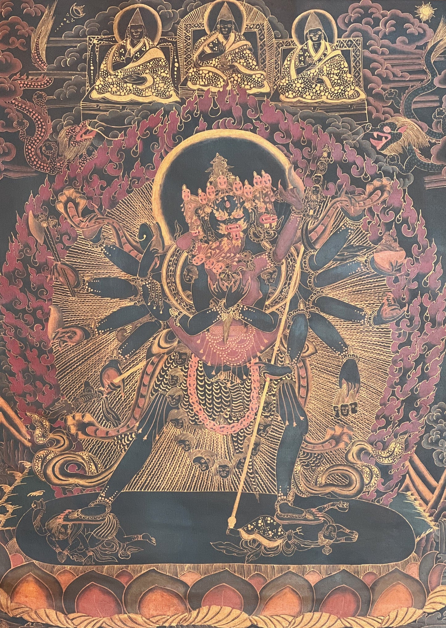 Buddha Kalachakra with Kalacakri/Visvamata in Divine Union Oil-Varnished Original Masterpiece Tibetan Thangka Painting/ Kalacakra Tantra Art