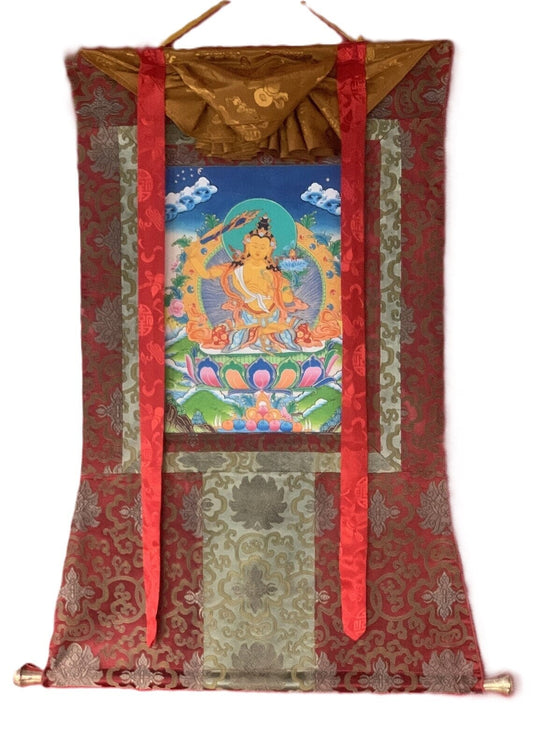 Original Hand-painted, Manjushri/ Manjushree/Manjusri Bodhisattva of Compassion Tibetan Thangka Painting