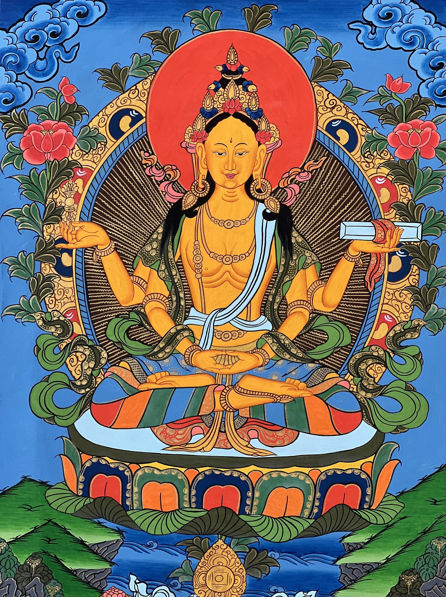 Original Hand-painted Prajnaparamita Mother of All Buddha Master Quality Tibetan, Meditation, Thangka/Thanka Painting from Nepal