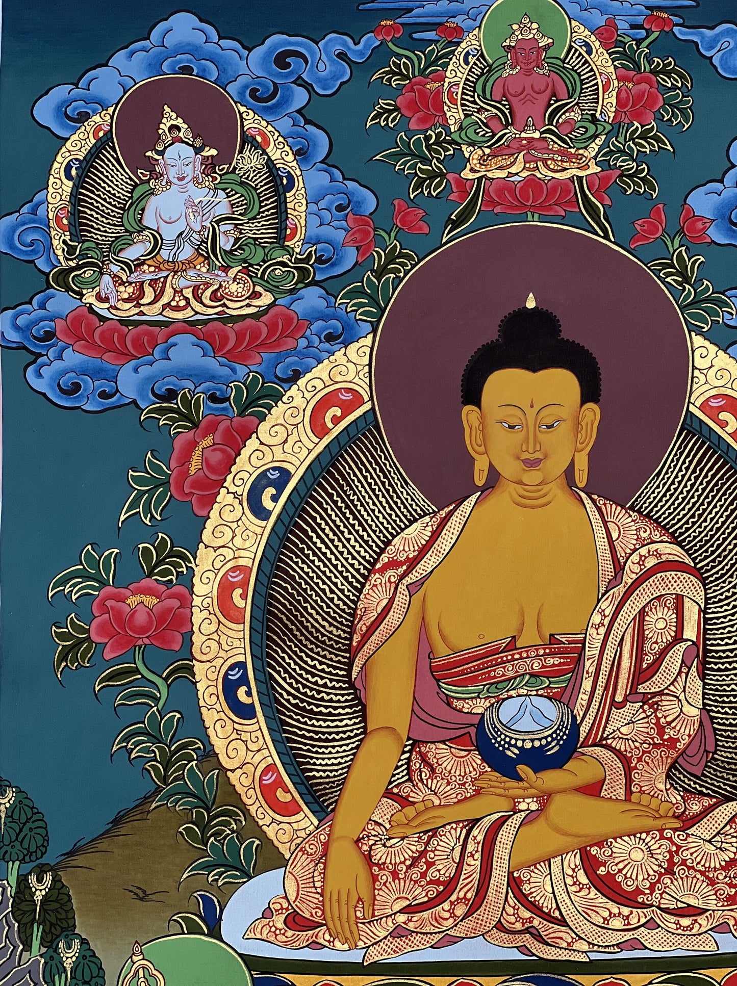 Original Hand-painted Shakyamuni/Gautama Buddha Master quality Tibetan Thangka Painting/Compassion Meditation Art