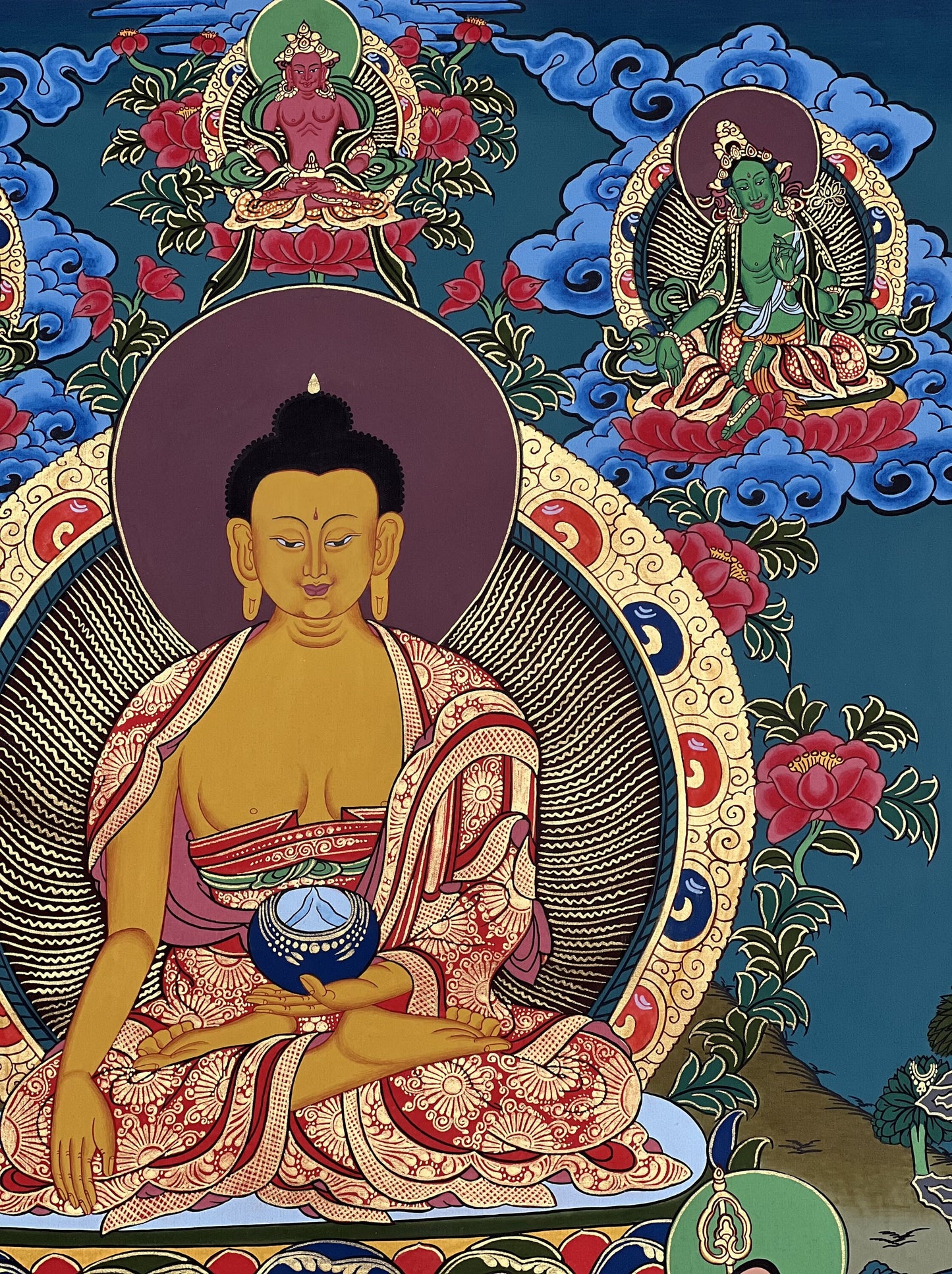 Original Hand-painted Shakyamuni/Gautama Buddha Master quality Tibetan Thangka Painting/Compassion Meditation Art