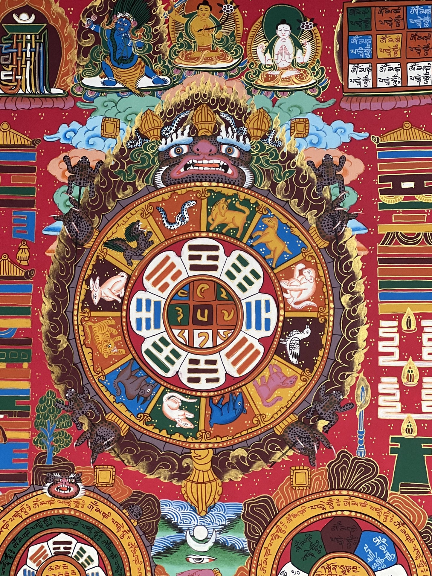 Original Hand Painted Tibetan Astrology Thangka Mandala Masterpiece Tibetan Meditation Compassion Thangka/Thanka Painting from Nepal