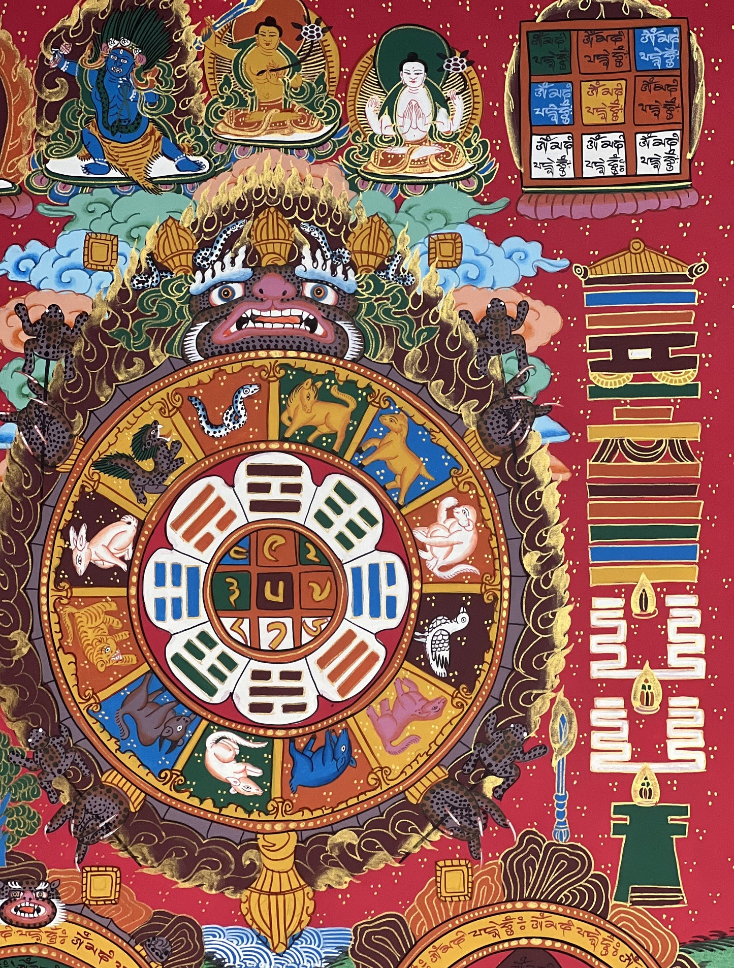 Original Hand Painted Tibetan Astrology Thangka Mandala Masterpiece Tibetan Meditation Compassion Thangka/Thanka Painting from Nepal