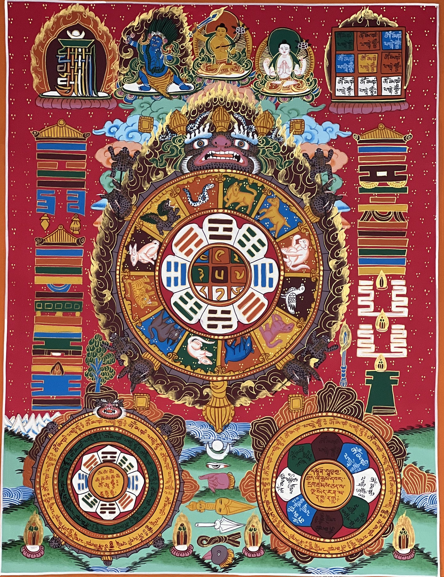 Original Hand Painted Tibetan Astrology Thangka Mandala Masterpiece Tibetan Meditation Compassion Thangka/Thanka Painting from Nepal