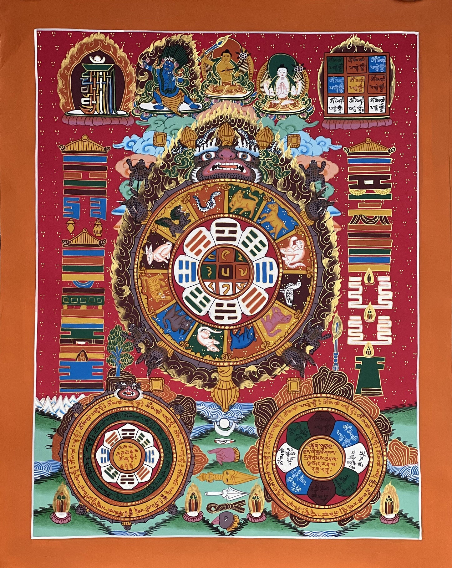 Original Hand Painted Tibetan Astrology Thangka Mandala Masterpiece Tibetan Meditation Compassion Thangka/Thanka Painting from Nepal