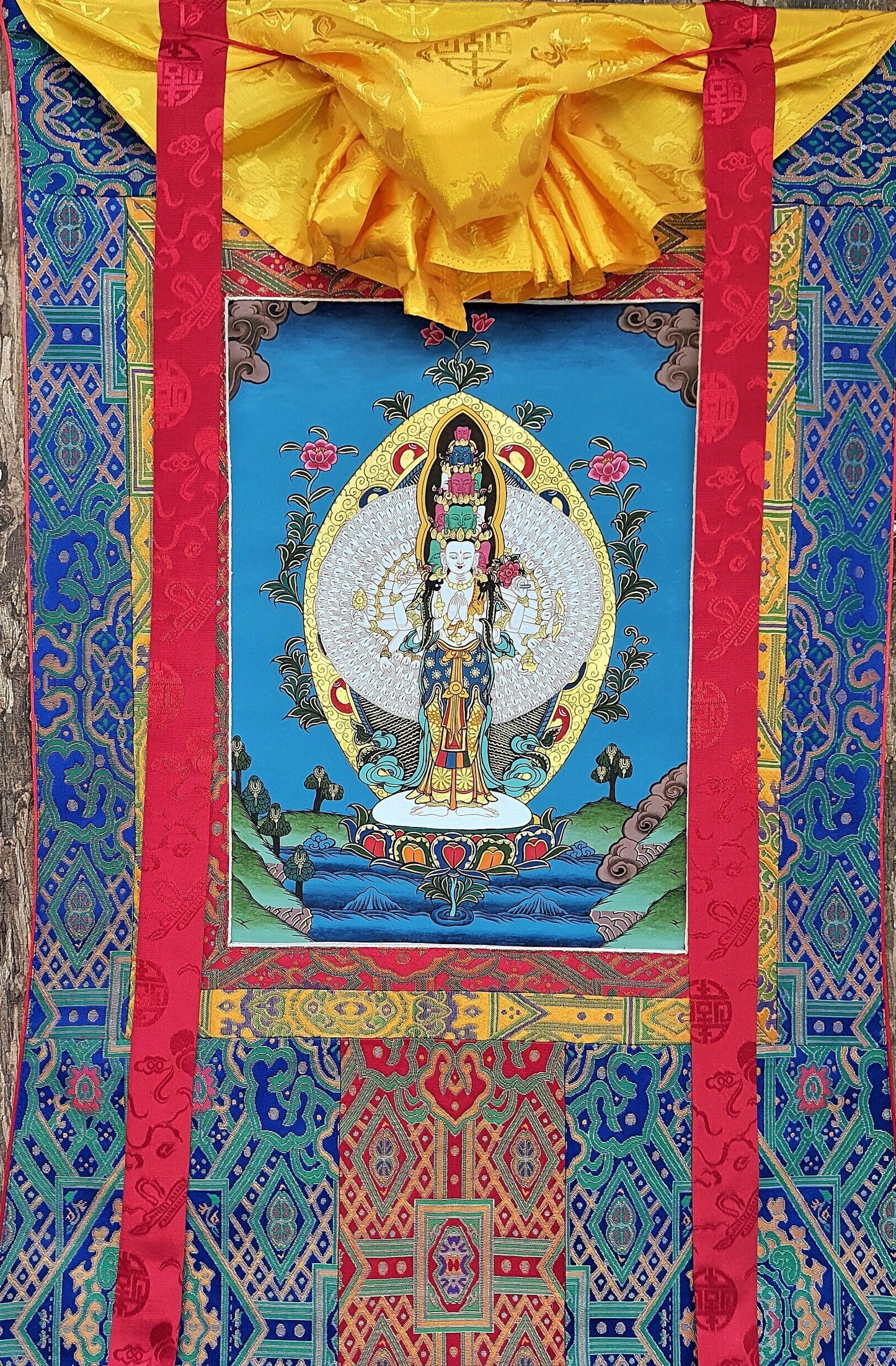 Original Hand Painted 1000 Armed Sahastrabhuja AVALOKITESHVARA /Lokeshwor/ Tibetan Thangka / Thanka  Painting High-Quality Silk Framed