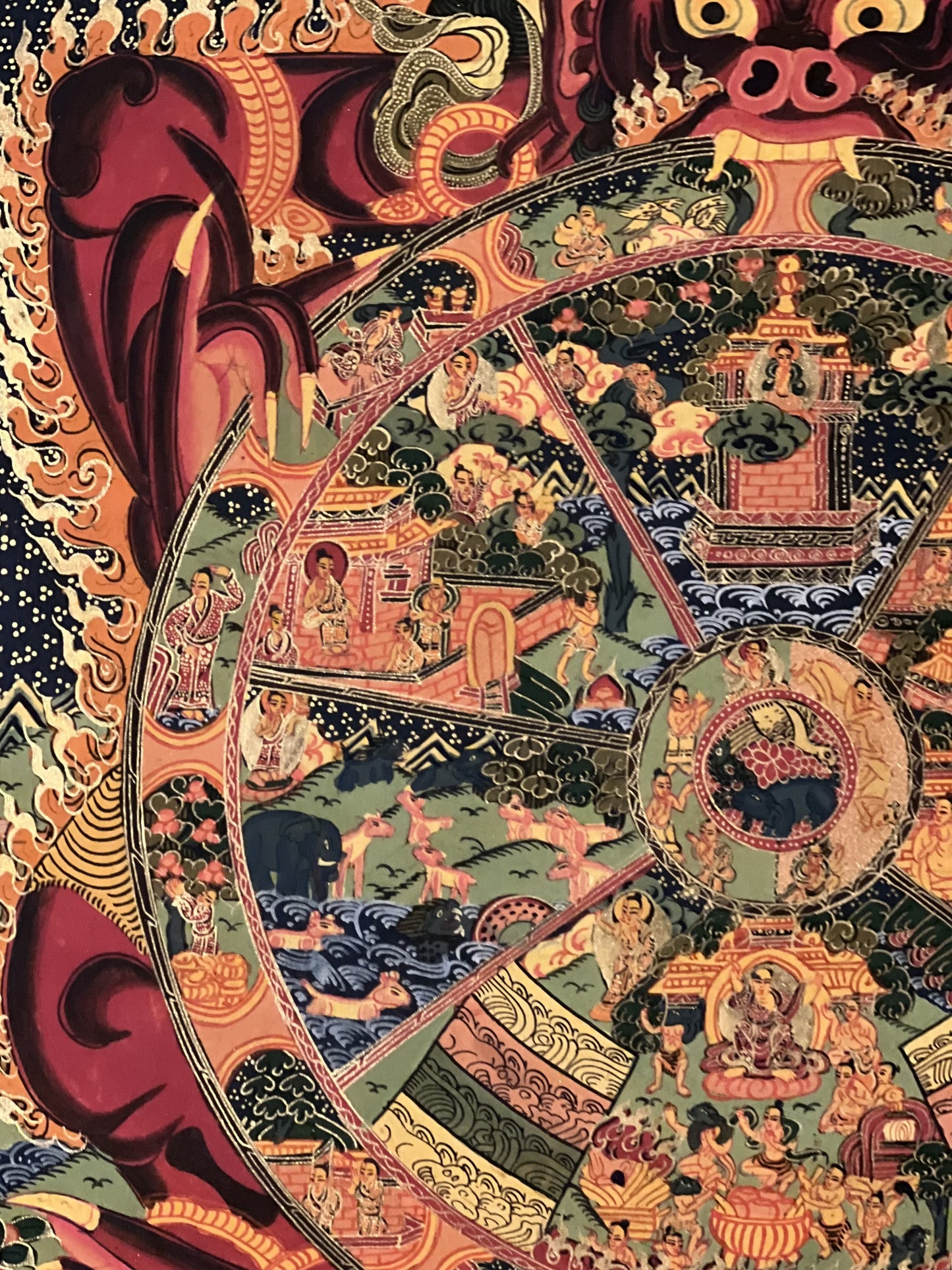 Original Hand Painted Wheel Of Life /Bhavacakra Mandala Masterpiece Tibetan Meditation compassion Thangka/Thanka painting