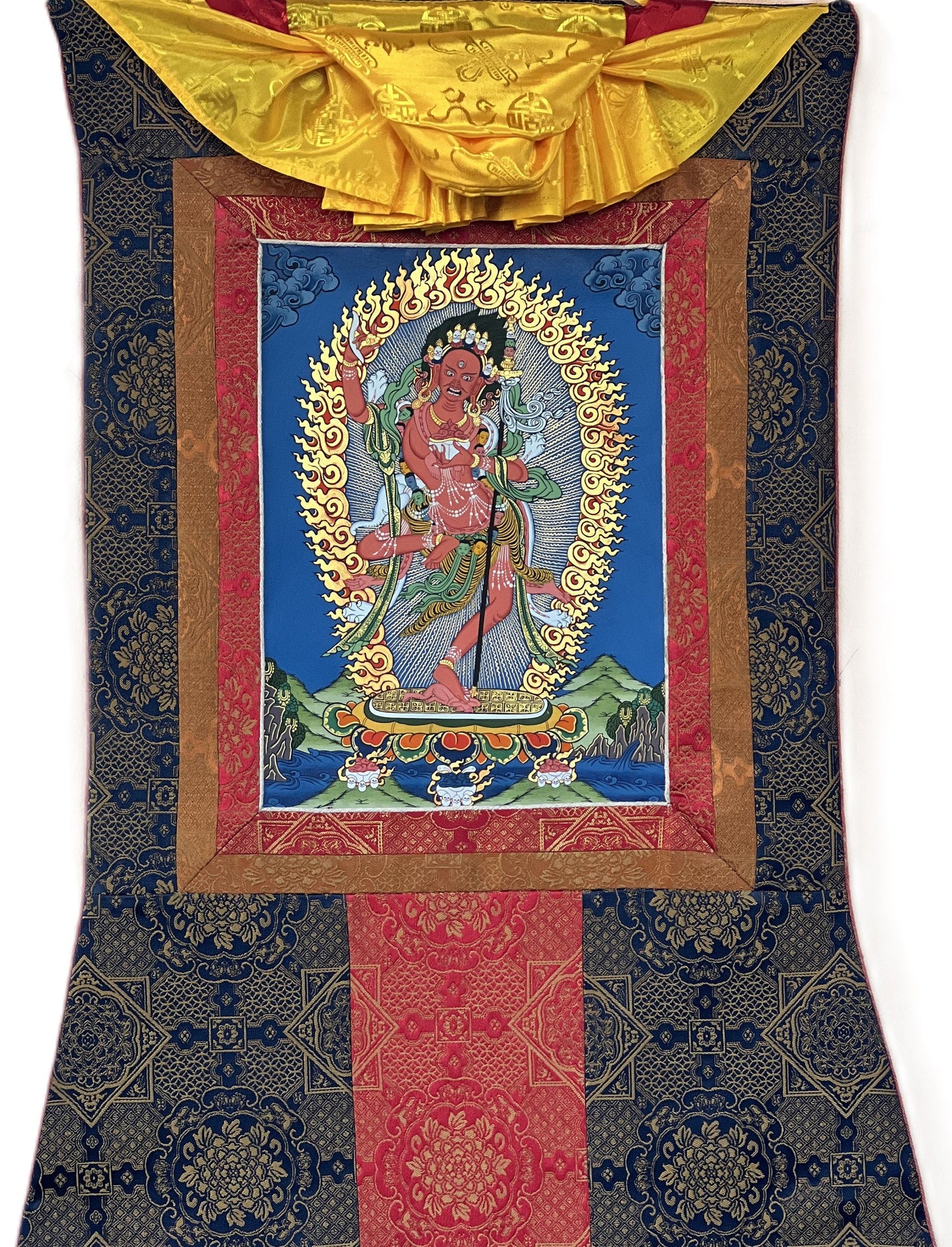 Original Hand Painted VAJRAVARAHI JOGINI MA / Dorje Phagmo Female Buddha Tibetan Thangka / Thanka  Painting With Premium Silk Framed