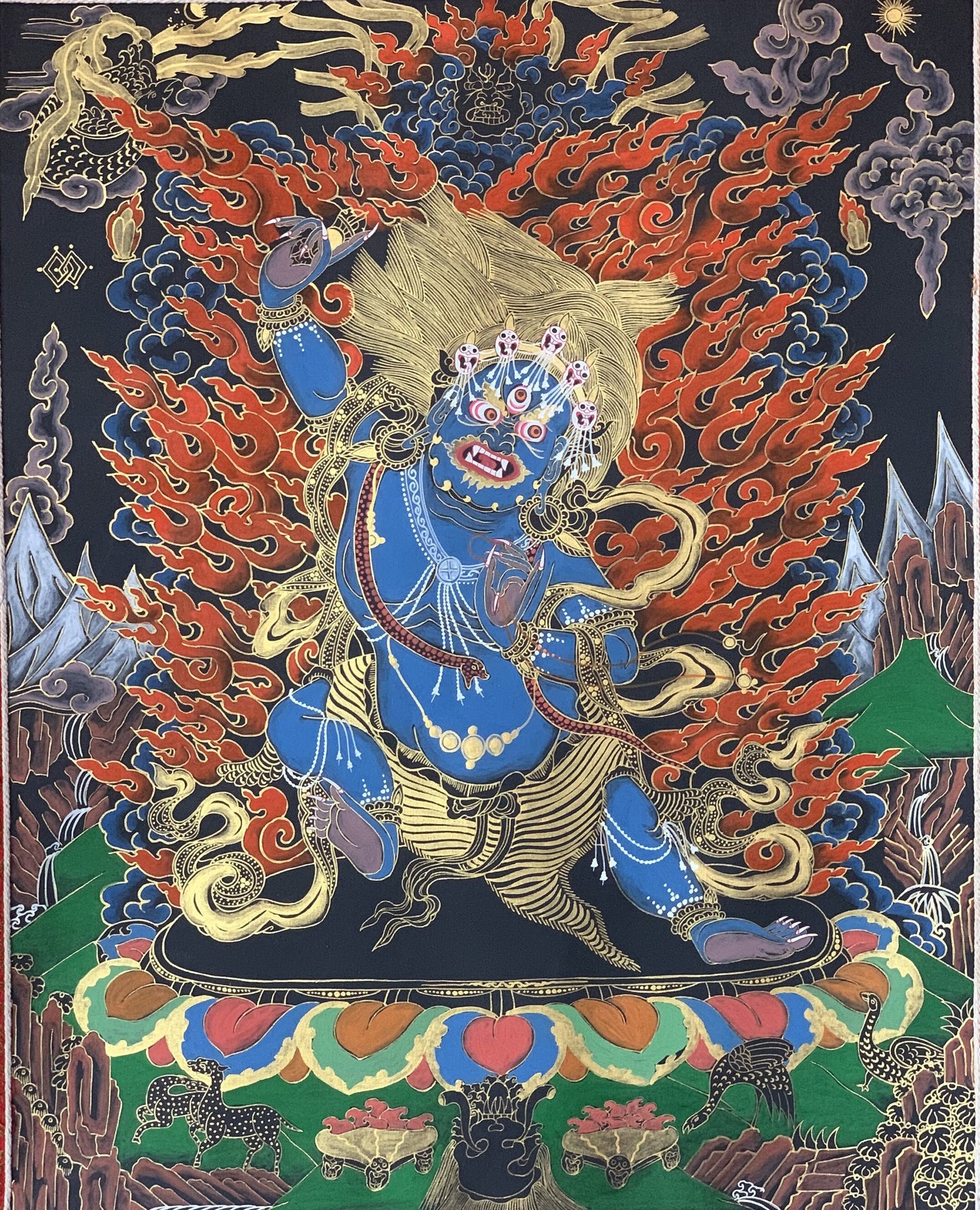 Original Hand Painted Master Quality VAJRAPANI/Chana Dorge Protector God Tibetan Thangka / Thanka  Painting