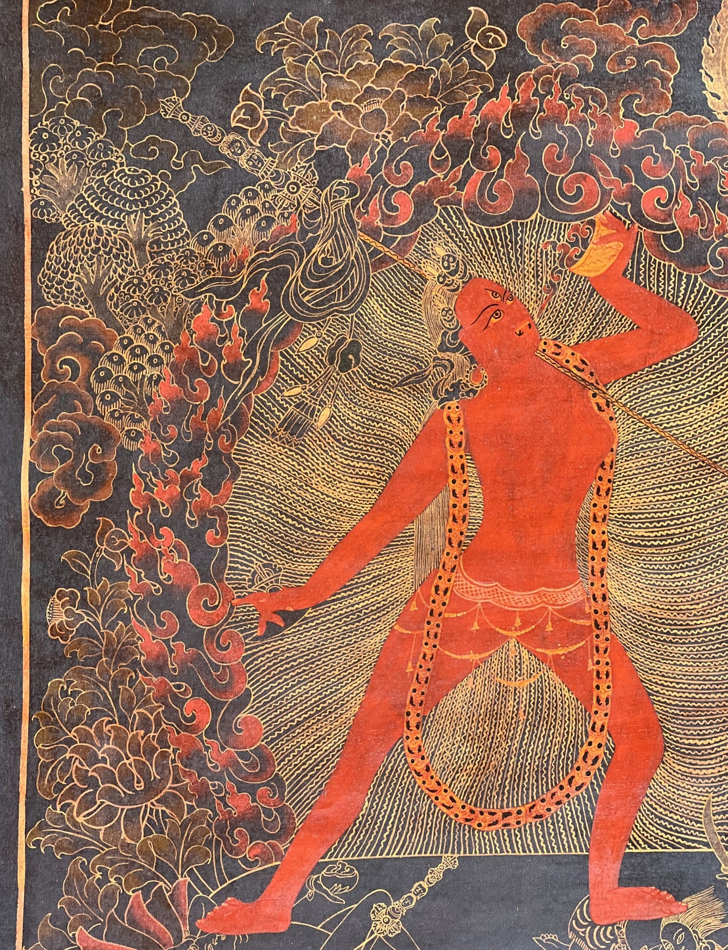 Original Hand-Painted Vajrayogini/ Yogini/ Jogini Old Oil-Varnished Tibetan Thangka Painting/ Tantra Art from Nepal