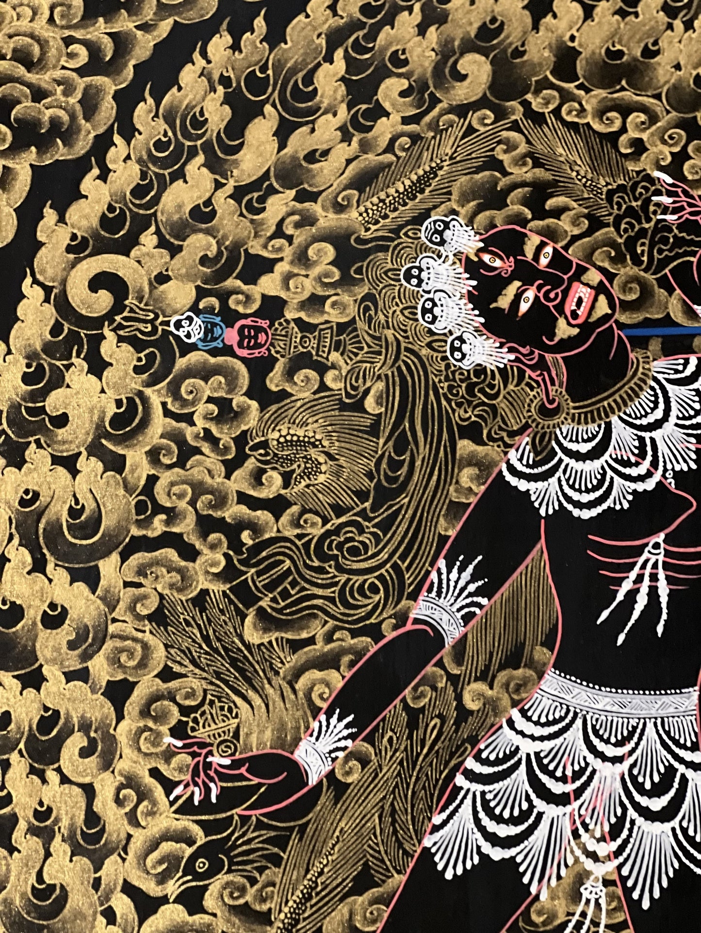 Original Hand-Painted Vajrayogini/ Yogini/ Jogini/ Dakini Black and Gold Tibetan Thangka Painting/ Anuttarayoga Tantra Art from Nepal